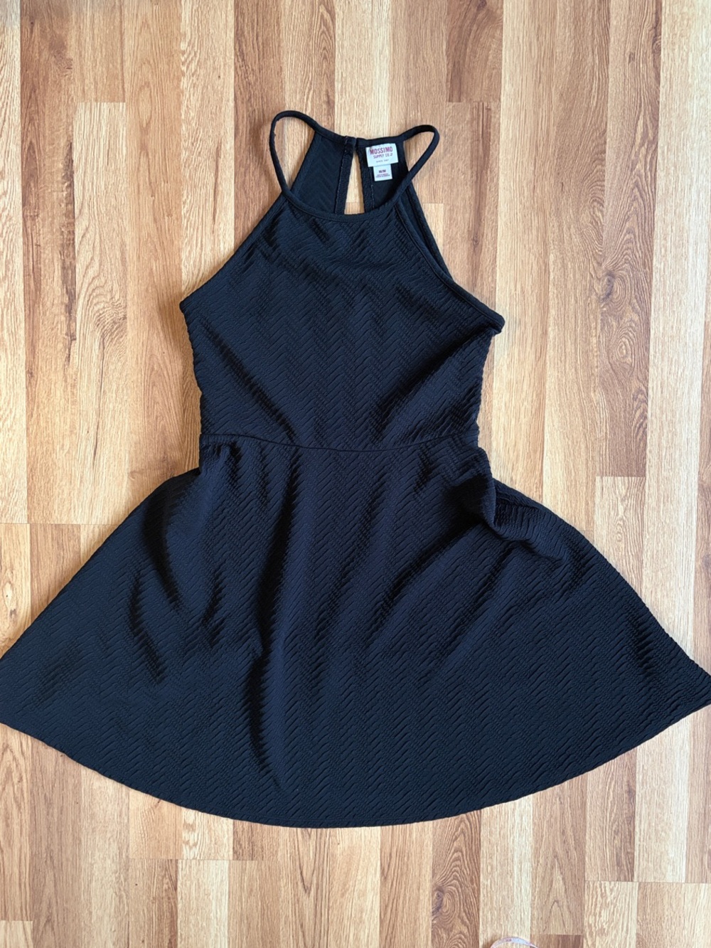 Mossimo Supply Co. Black Textured Halter Fit & Flare Mini Dress